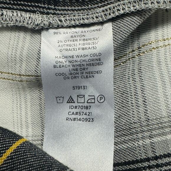 Loft Popover Split V-Neck Long Sleeve Tunic Top Women Lp White Black Gold Plaid - Picture 9 of 12